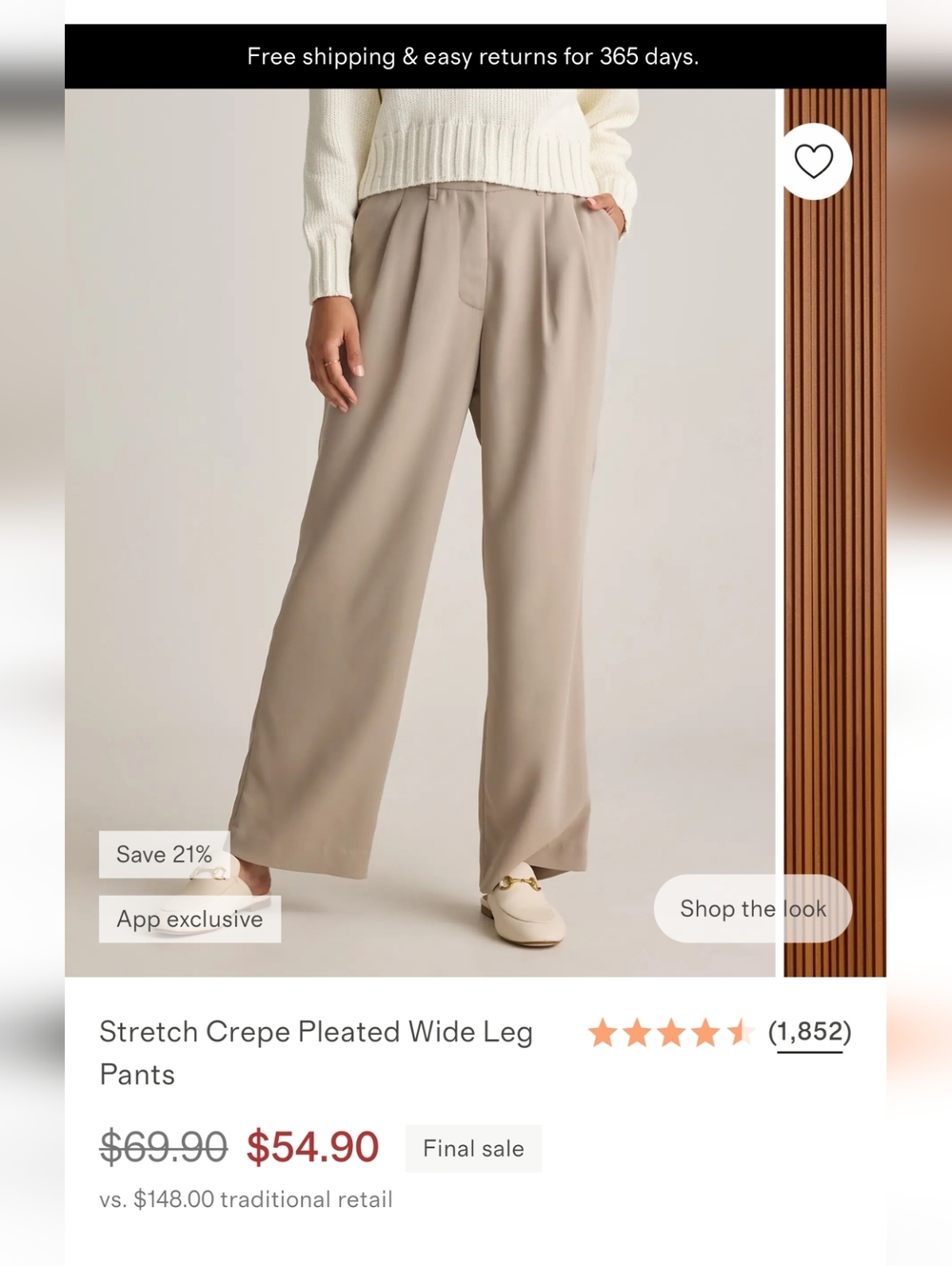 Quince Stretch Crepe Pleated Wide Leg Pants - Taupe